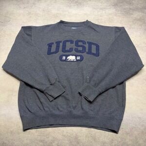 UCSD University Of California San Diego Mens Large Gray Bear Sweatshirt Blue 84